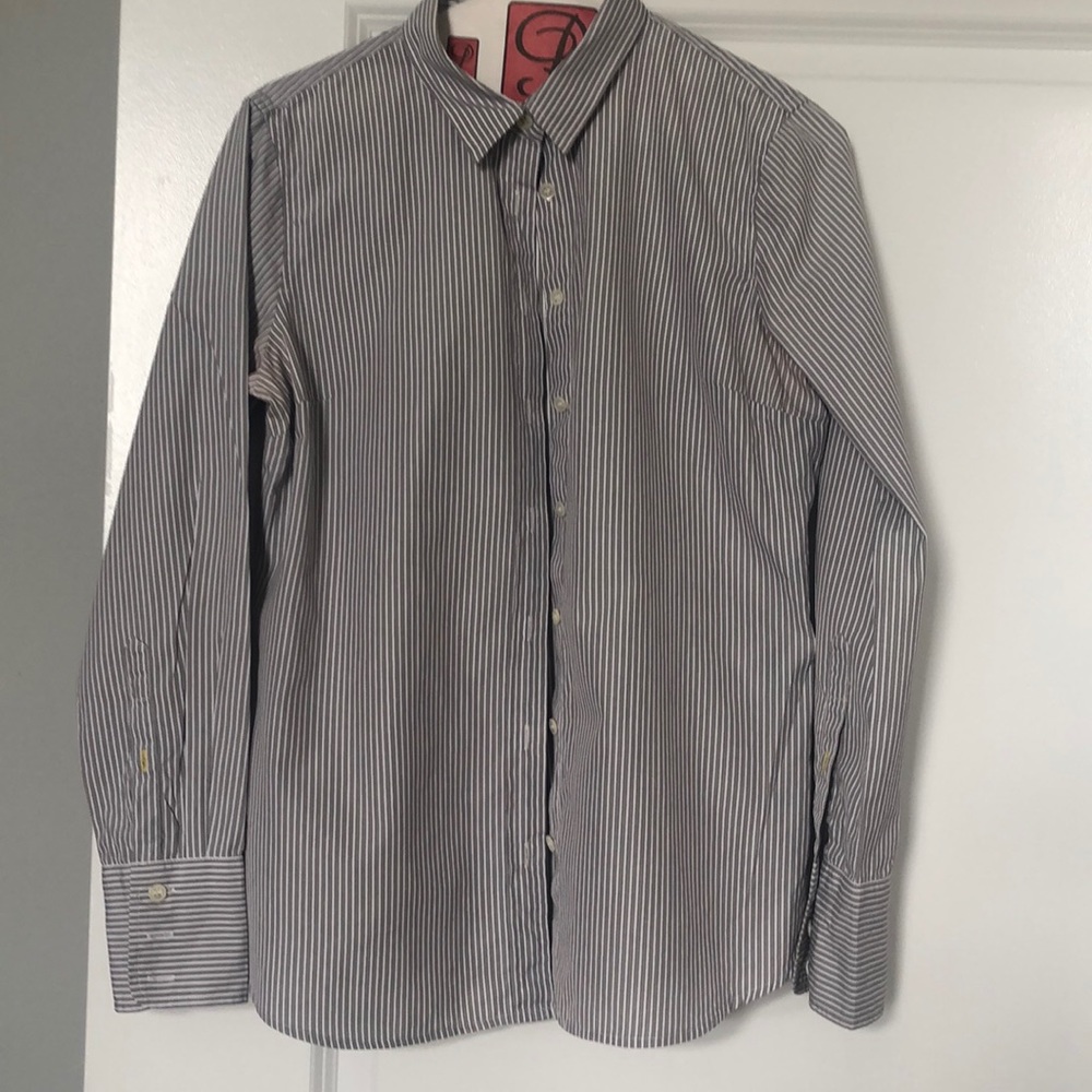 J.Crew button down grey pinstripe shirt